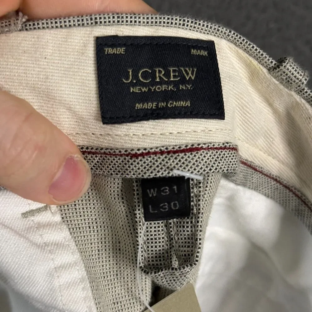 J Crew Pants Mens 31x30 Gray 484 Slim Fit Linen Blend Chino Lightweight NWT